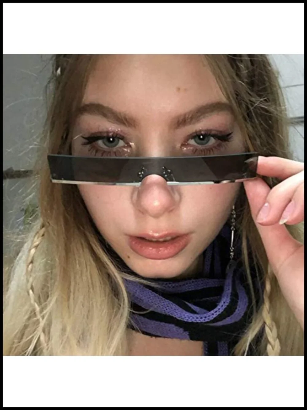 Vintage Frameless Rectangle Sunglasses UV Protection Metal Temples
